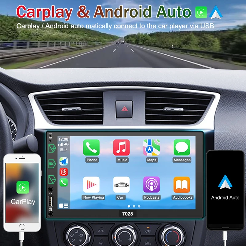 carplay 7 pulgadas radio car tv screen double din car stereo mp5 dvd palyer