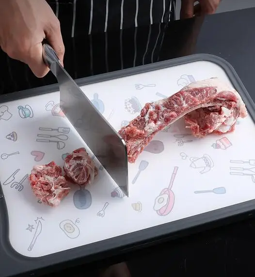 Новый пищевой кухонный инструмент для приготовления пищи, двухсторонний измельчитель фруктов и овощей, разделочная доска из нержавеющей стали PP 18/8