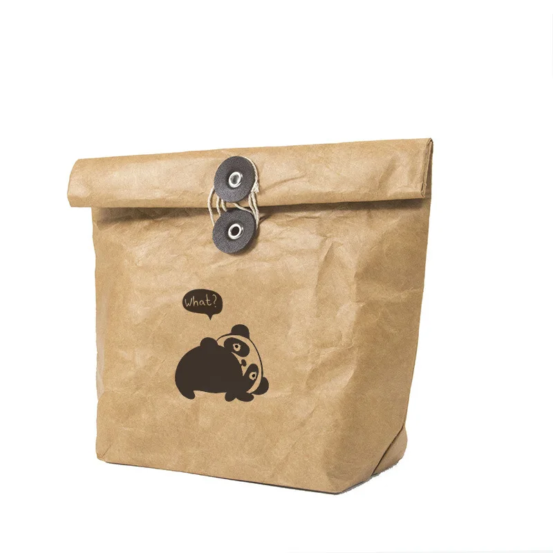 Eco-friendly  Material Kawaii DuPont Paper Rope Insulation Bag Storage Pouch Custom