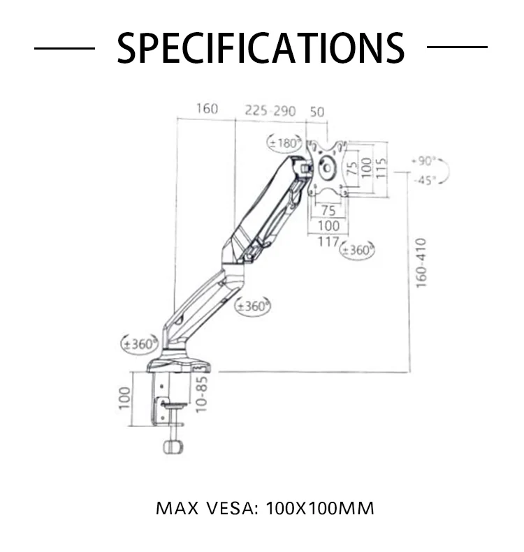 Gas Spring Monitor Arm