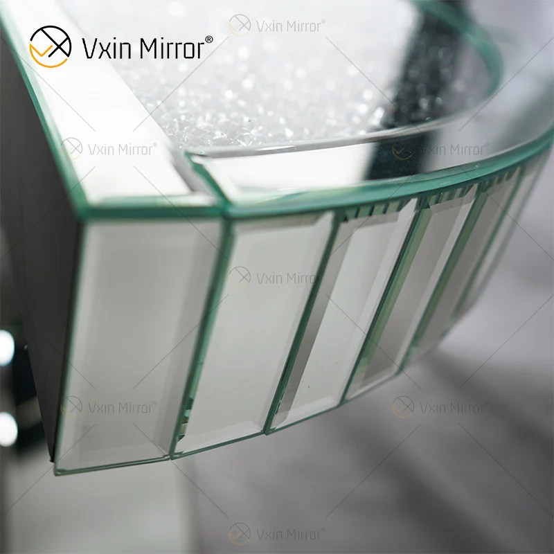  OEM Factory Supply WXWF-517 Mirrored X Shape Crushed Diamond mirror console