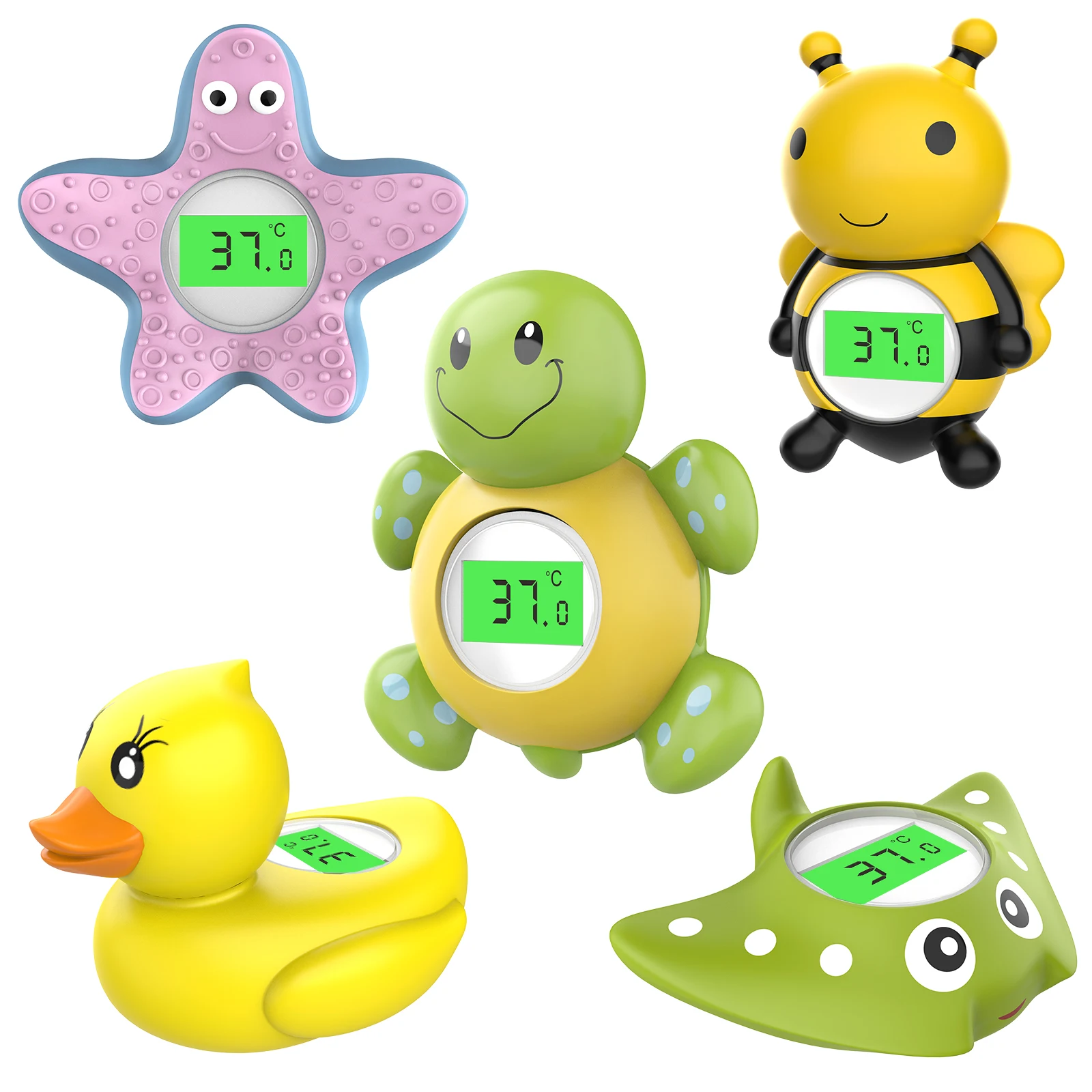 Factory Waterproof Silicone Yellow Duck Floating Toy Digital Baby Bath Thermometer