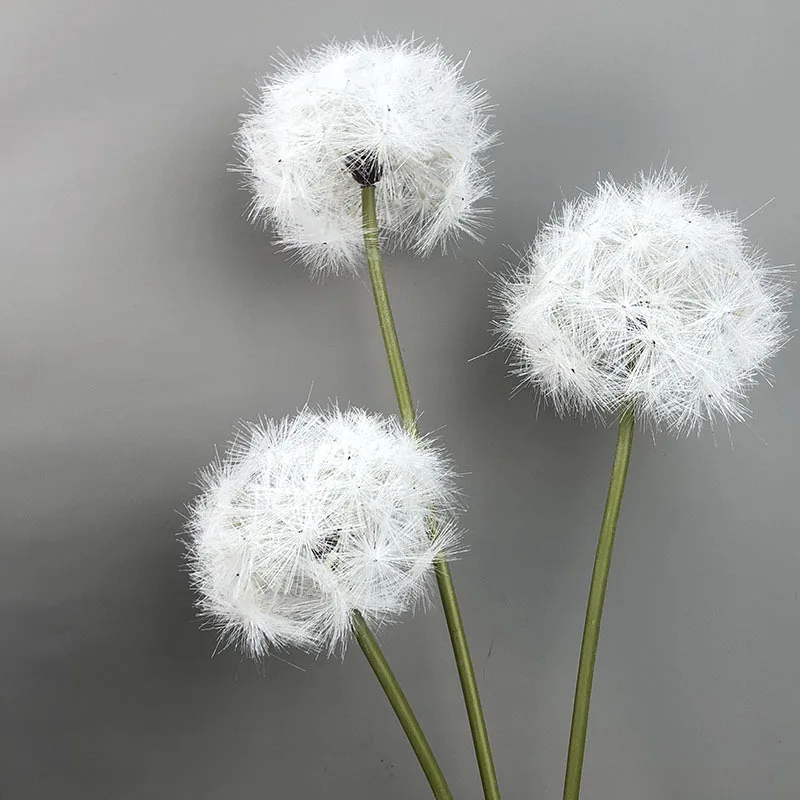 High quality Artificial Flower White Dandelion Single Stem Silk Flowers Dandelion For Decoration