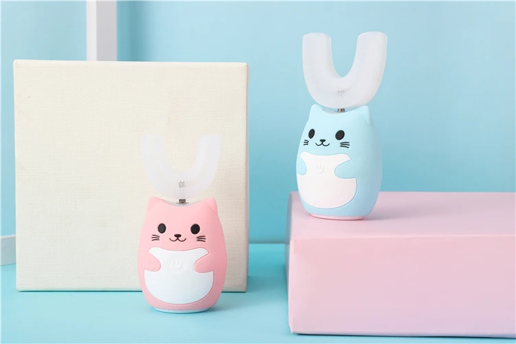 Пурпурная легкая стерилизующая Водонепроницаемая автоматическая зубная щетка U-типа на 360 градусов для защиты здоровья детей