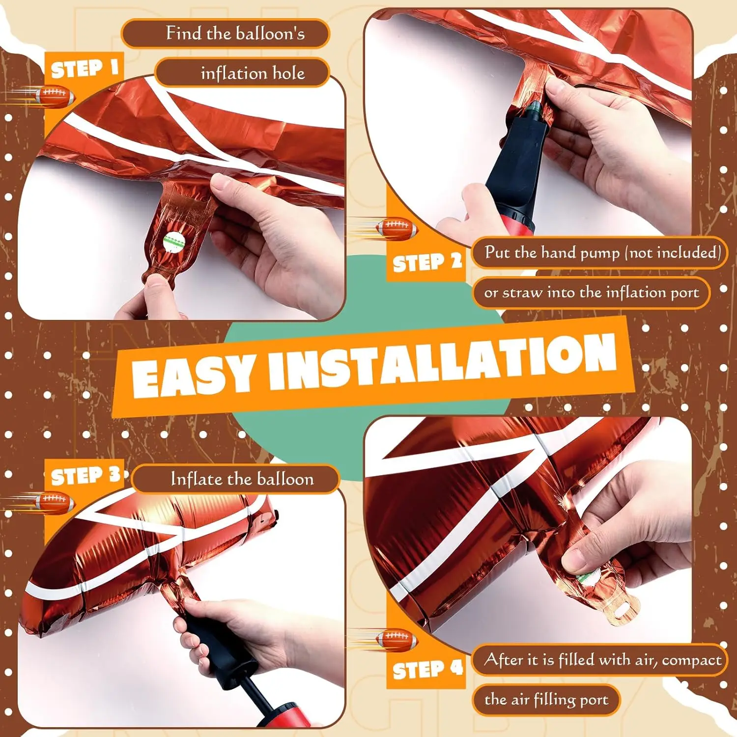 40 Inch Football Digital Balloons Helium Foil Number  Balloons for Birthday Celebration Sport Themed Party Decor