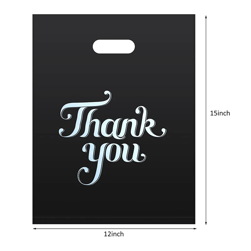 Custom Logo Matte Black Clothing Packaging Bag Recycle Lpde Plastic Retail Die Cut Bag With Handle