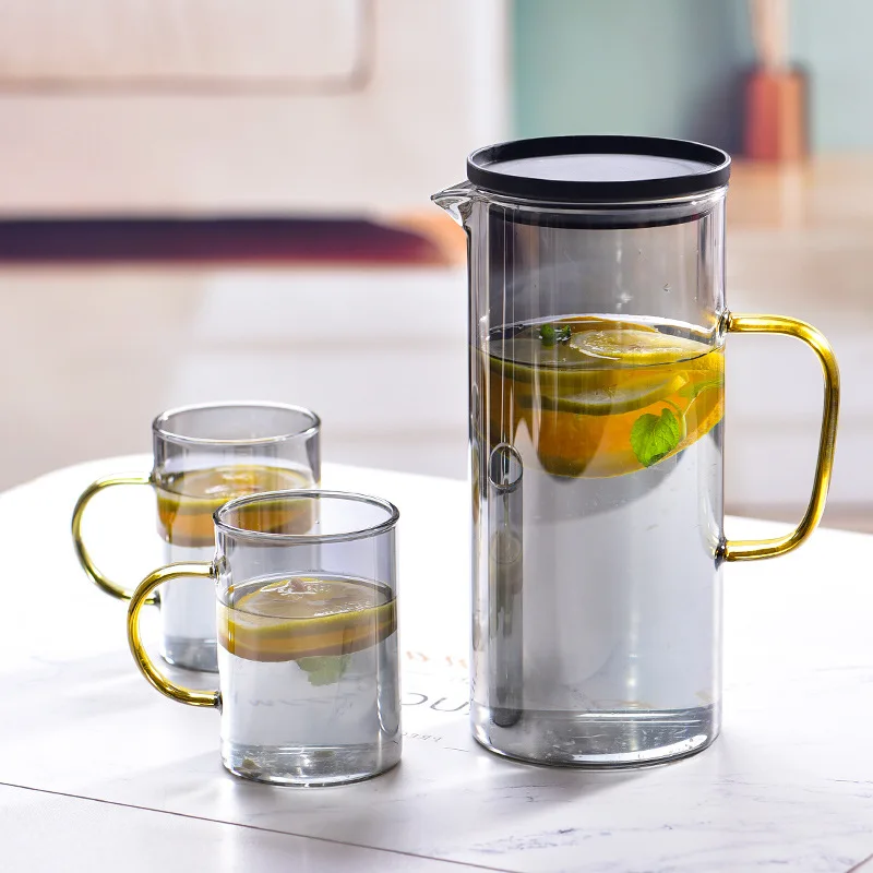 BST Household colored juice pouring pitcher glassware drinking set glass water jug set