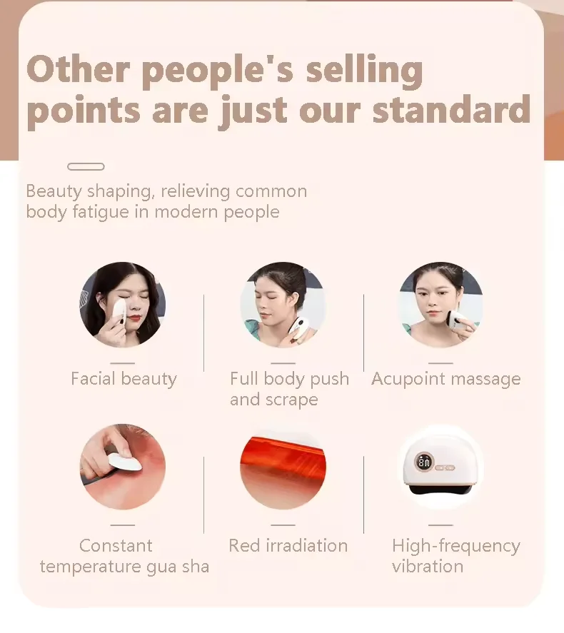 New Design Mini Scraping Board Electric Hot Compress Facial Full Body Massager Colored Light Vibration Guasha Scraping Machine