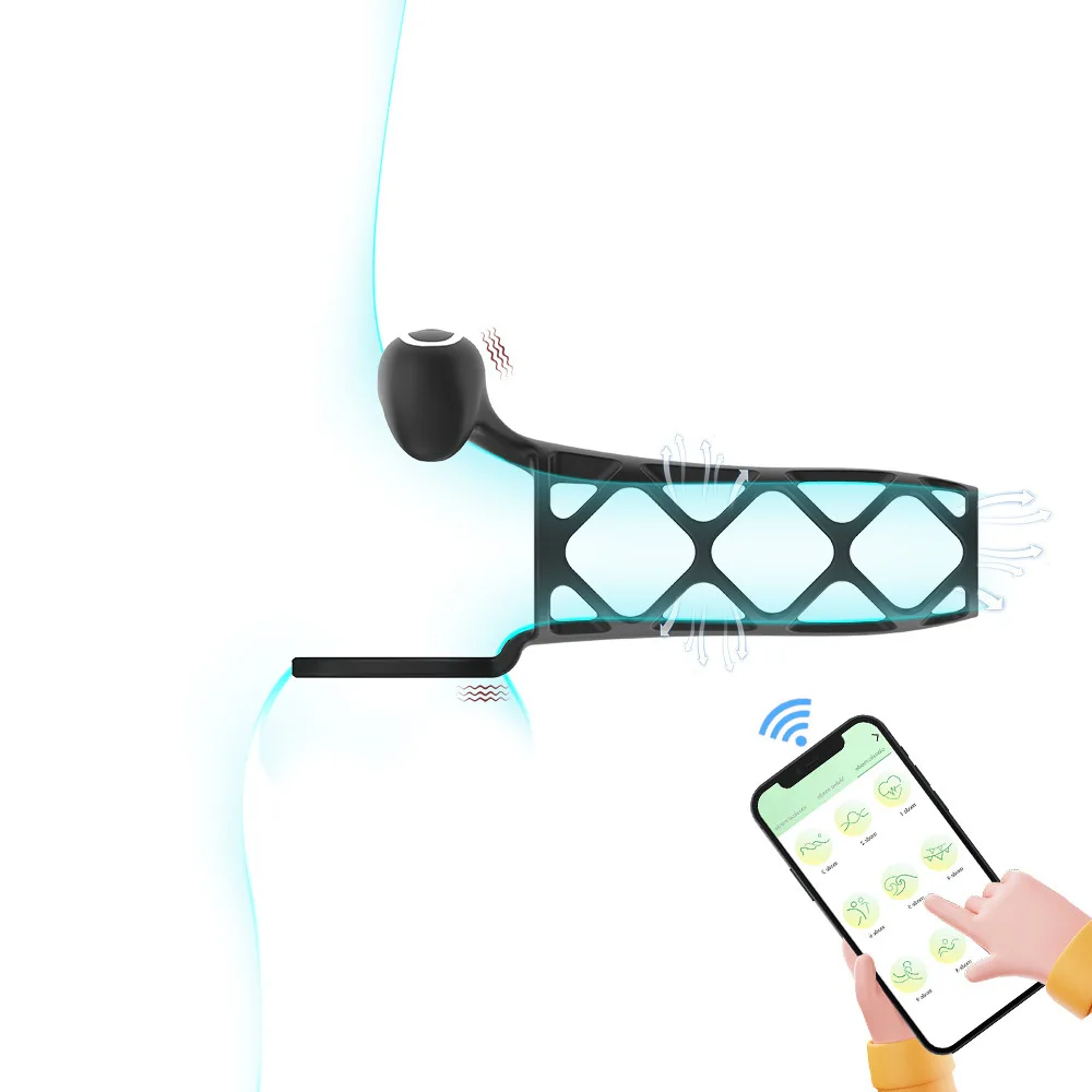 HM APP Cock Ring Time Delay Sperm Locking Penis Ring Massager Wireless Remote Control Vibrating Cock Ring For Men