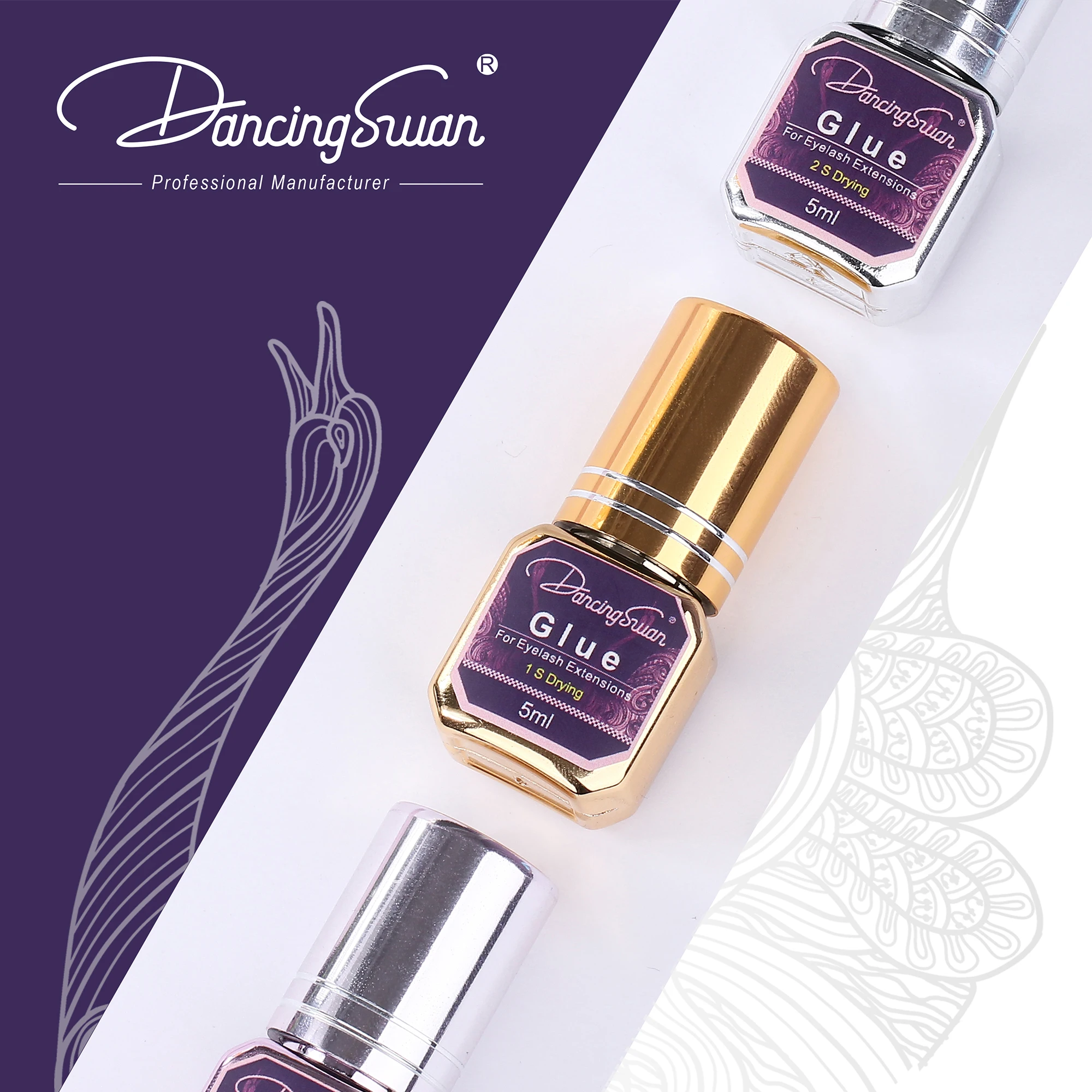 Custom Logo Strong Hold Eyelash Glue 1 Sec Fast Drying Long Lasting Waterproof Oil Resistant Lash Extension Adhesive Glue