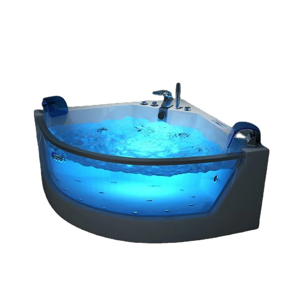 High Cost Effective Bathtub For Adult Double Headrest Bubble Massage Bathtub Modern Led Light Whirlpool Bathtub
