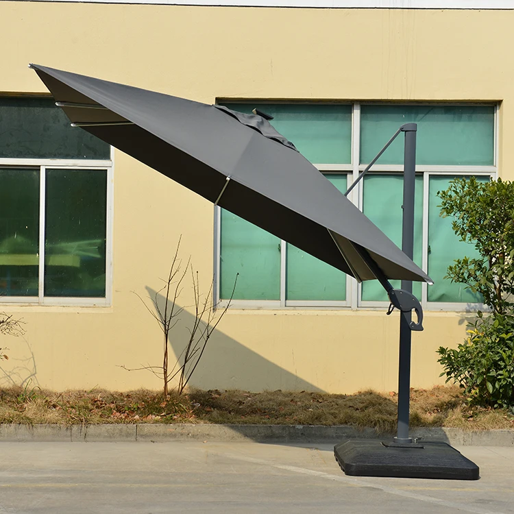 Outdoor Garden 3X3M Led Square Parasol Fiberglass Roman Light Sun Cantilever Umbrella Custom Solar Roman Red Umbrella