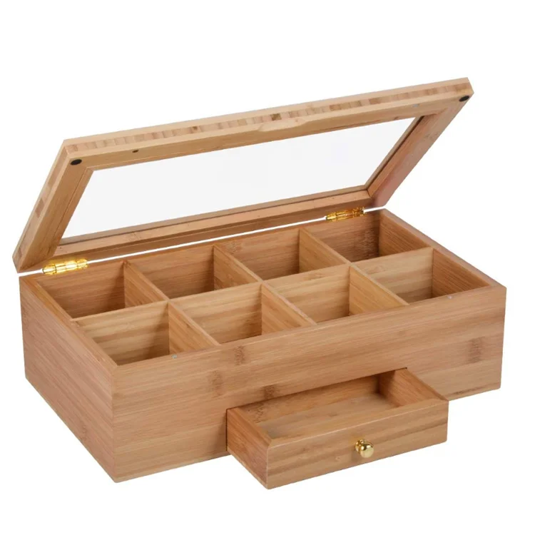 
Home furniture holder drawer bag storage organizer natural tea box bamboo 