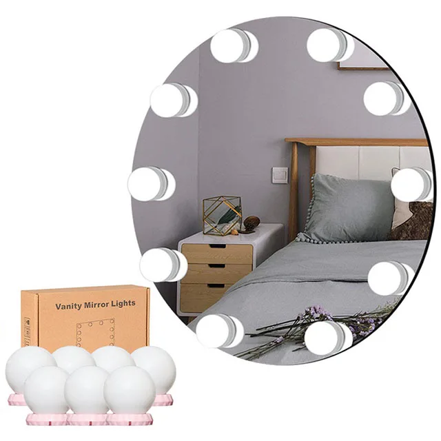 
LED Mirror Lamps, USB Powered Hollywood Light Bathroom Vanity Mirror Lights Kit With Dimmable Light Bulbs 