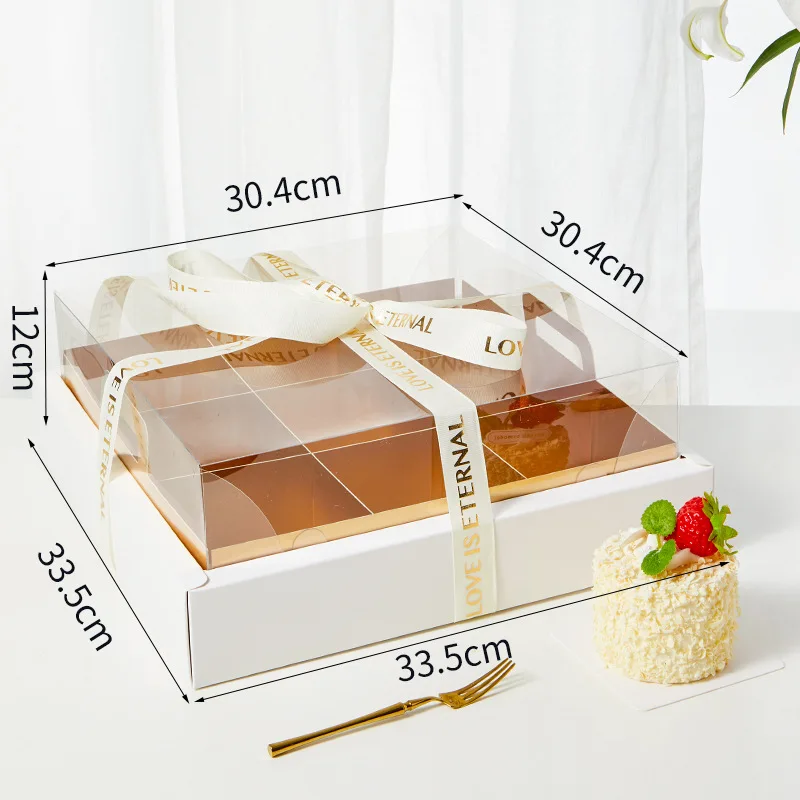Wholesale 4 9 Grids Clear Cake Dessert Packaging Boxes Fruit Tart Mini Slice Cake Pastry Takeaway Treat Boxes
