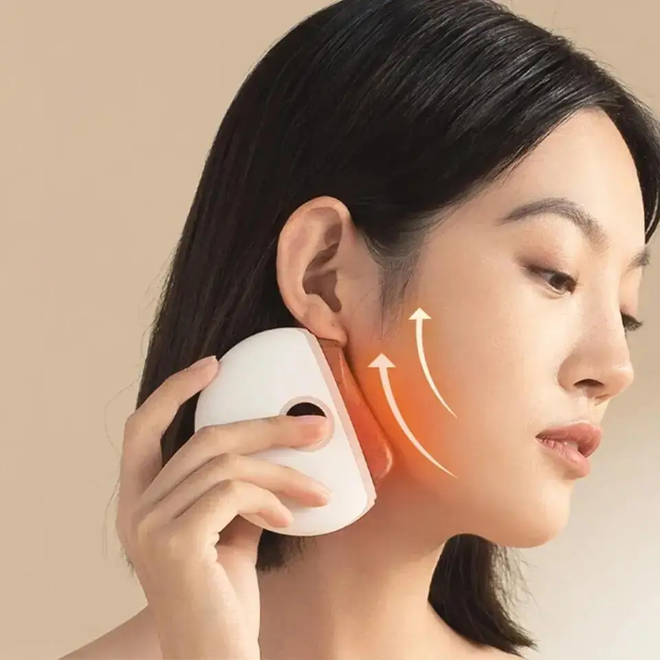 Stone scraping board beauty jade roller natural facial face massager metal face roller gua sha pink massage tool for face tight