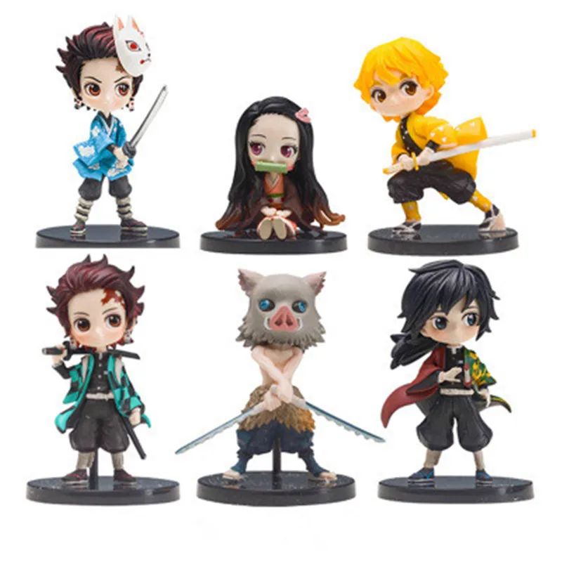 Anime Demon  3pcs/Set Slayer Kimetsu No Yaiba Kamado Tanjirou & Kamado Nezuko Mini Cartoon Model Toy Anime PVC Figure Action