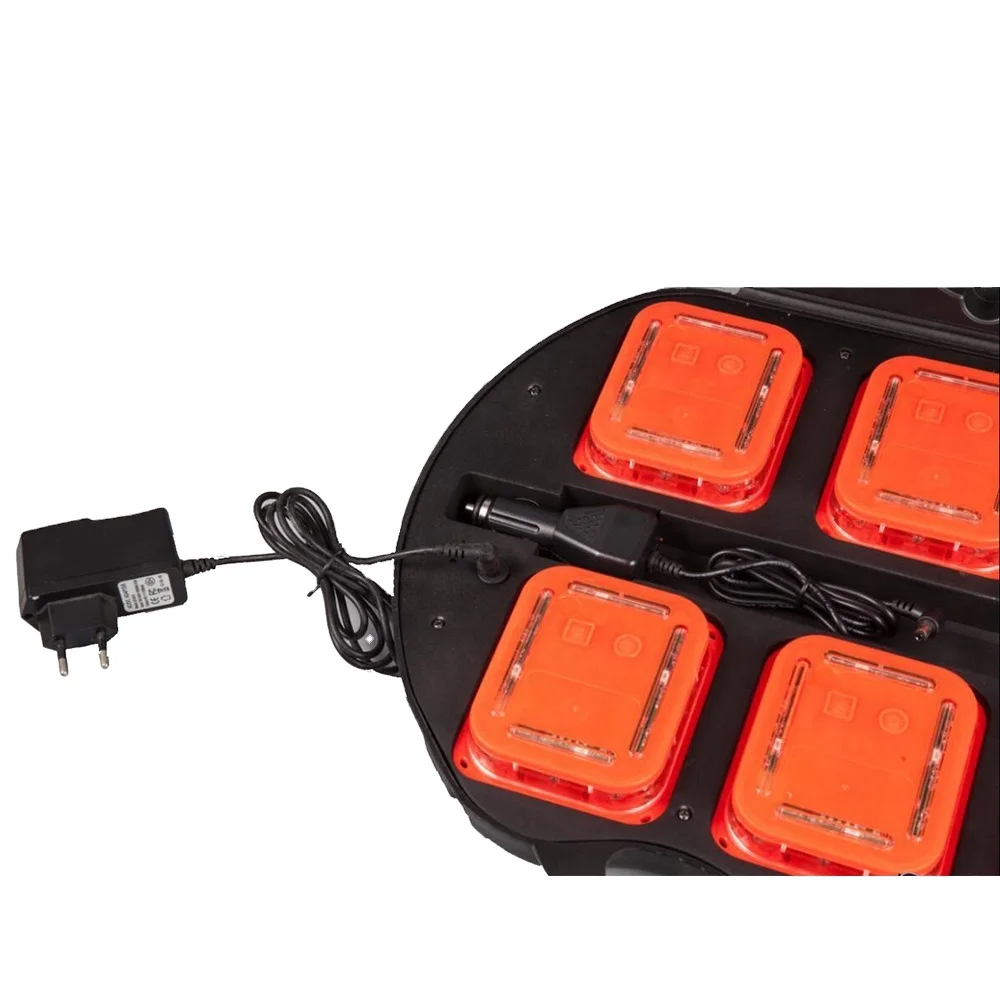 5 sets Free shipping! Newest 6 pack Rechargeable Square Traffic Warning Light LED Road Flares with synchronized function