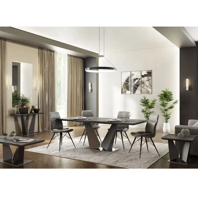 
Ceramic tile top extendable dining table 