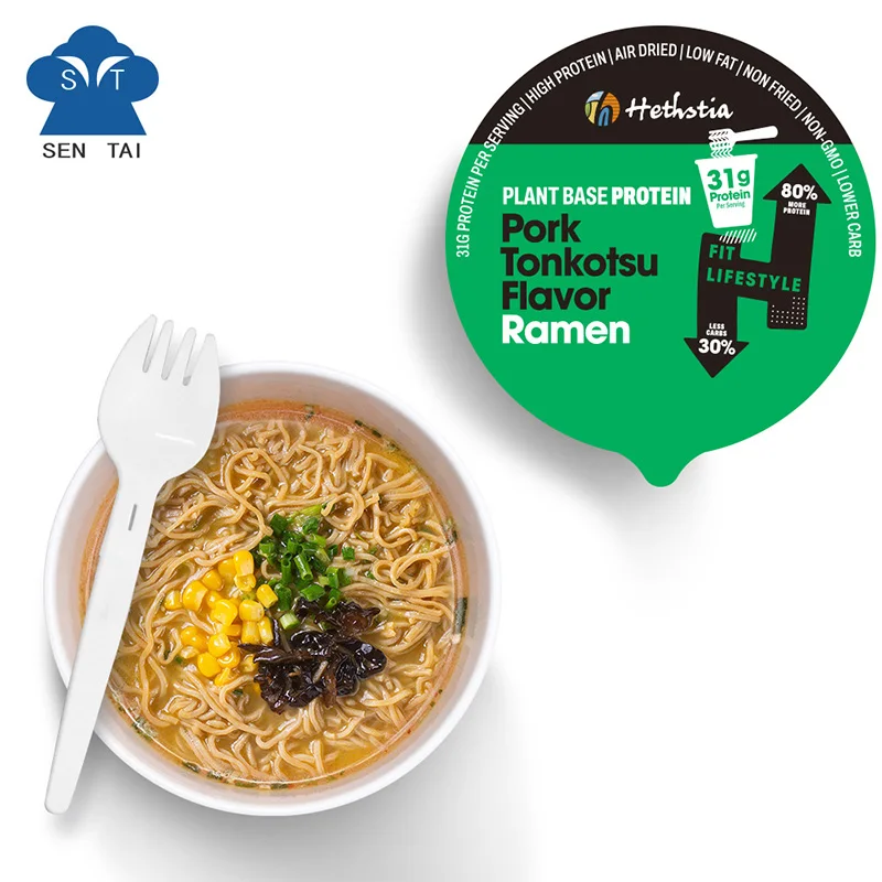 Кето-Беззаботная низкоуглеводная с высоким содержанием белка веганская не-GMO кошерная растительная лапша быстрого приготовления рамен со вкусом тонкоцу свининой