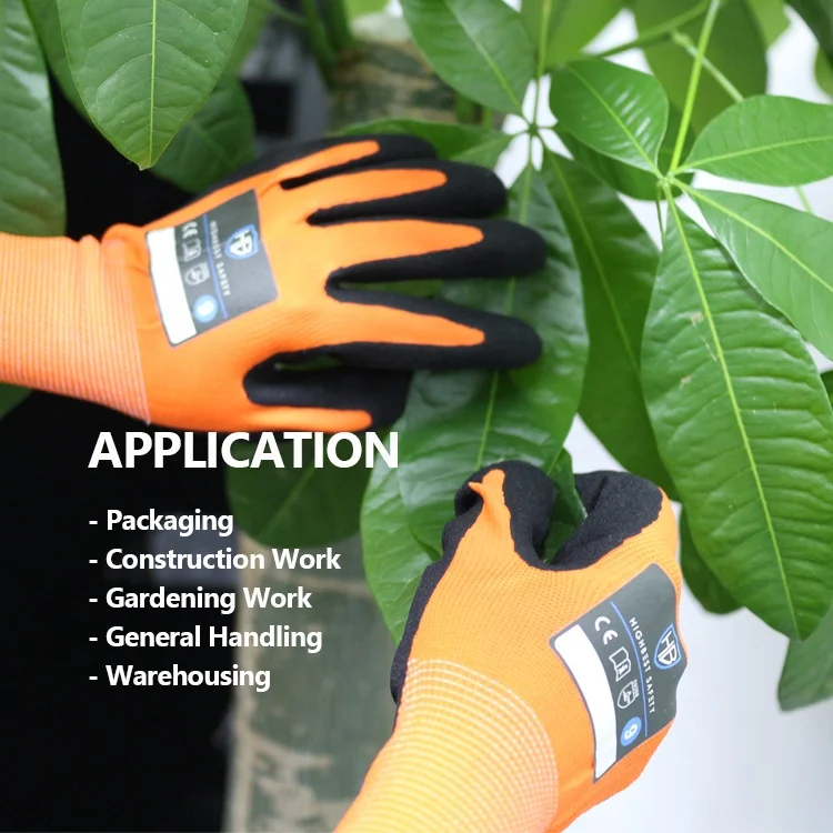 Hot Selling Anti-Slip Latex Coated Hardware Gloves For Assembly SE LS316E Orange Latex Dipped Safety Gloves Sheet Metal Work