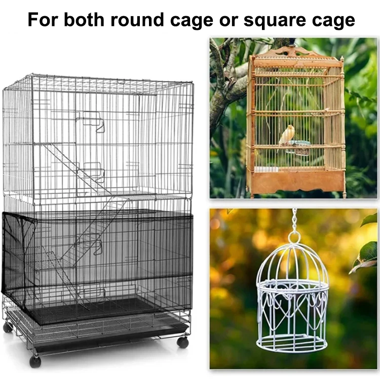 Bird Supplies 5 Sizes Adjustable Large Stretchy Skirt Indoor Bird Cage Net for Round Square Cages