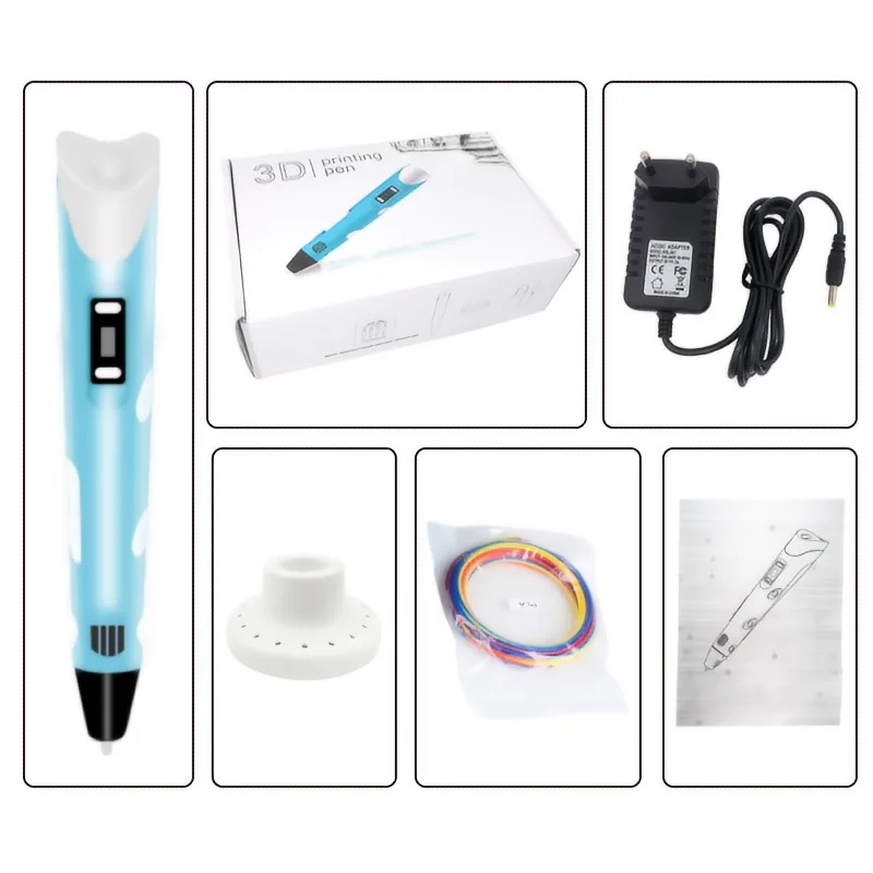 3d clip promotional pen Blue Teens Kit Book PCL USB PVC Acrylic Adults Painting Pad Toys Rechargeable Crafts LCD screen Black