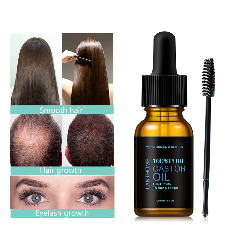 Natural Castor Oil Hair Essential Oil Eyelashes Eyebrow Growth Prevent Skin Aging Castor Organic Serum Hair Fast Growth Liquid