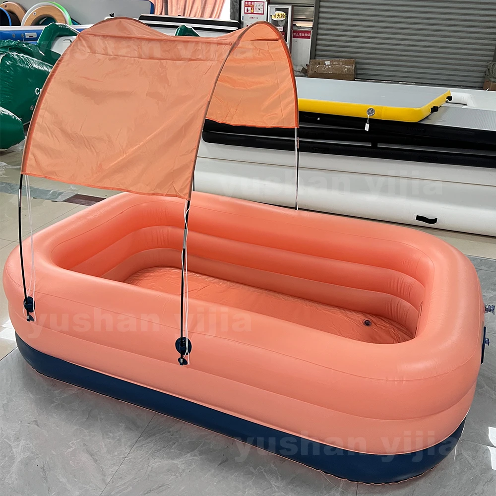 Factory Direct self inflating large inflatable swimming pool with sunshade