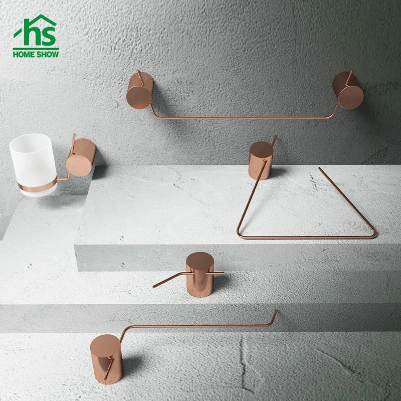 Brass Bathroom Accessories Set Rose gold Toilet Accessories Shower Fittings