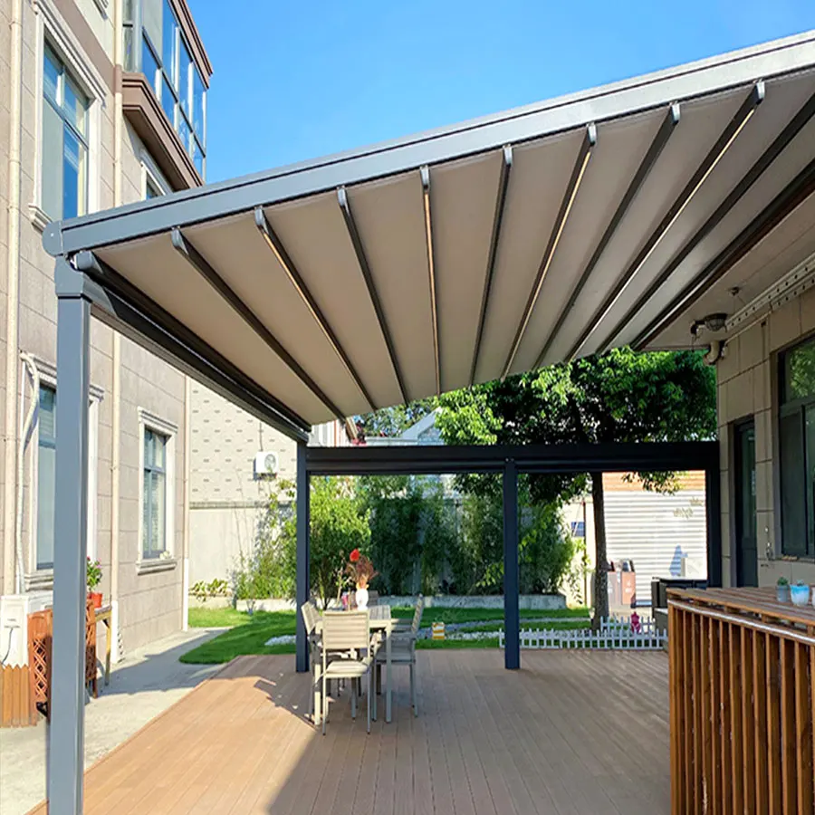 Custom aluminum pergola motorized electric control pvc retractable pergola