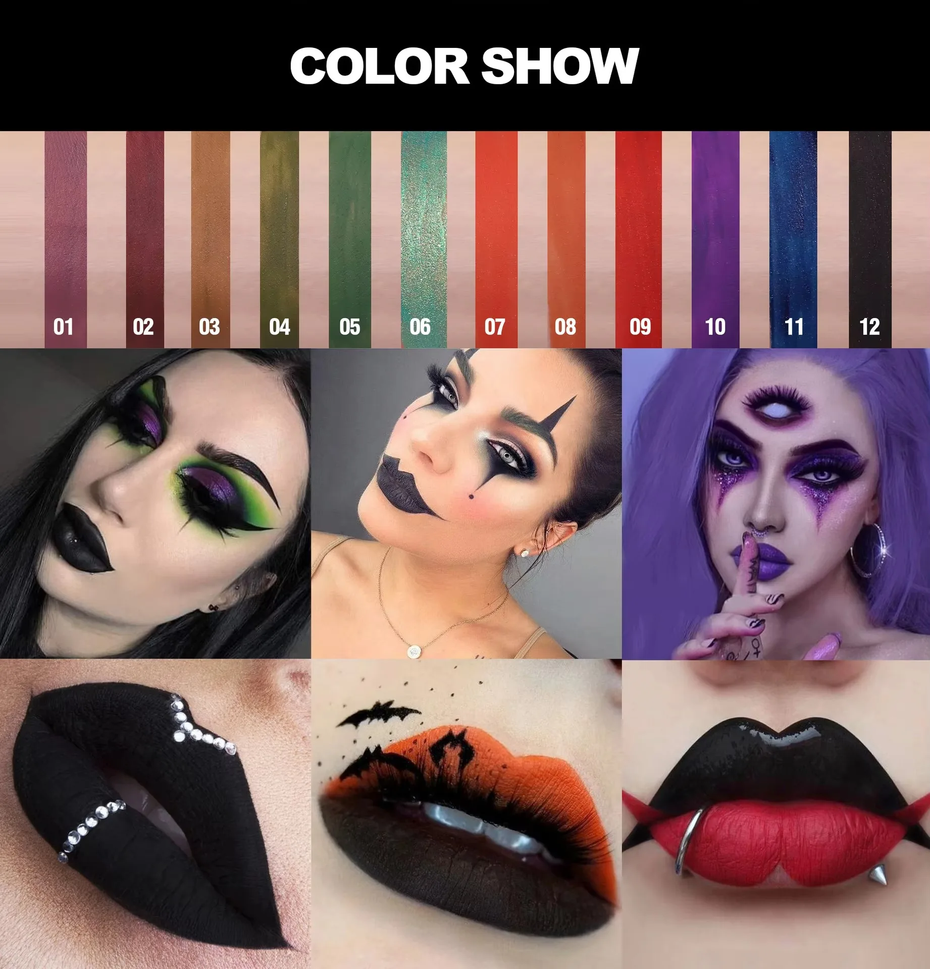 New Gothic Style Matte Lip Gloss European and American Style Goth Lip Gloss Halloween Lipstick