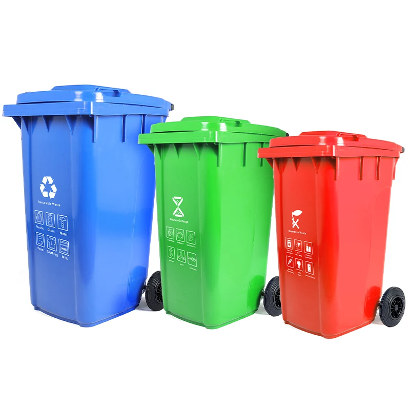 Plastic waste bin wheeled garbage container 100L/120L/240L mobile trash can