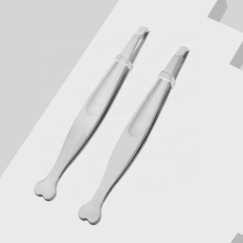 Heart Shaped Stainless Steel Eyebrow Tweezers Flat and Slanted Tip Hair Clip for Beauty False Eyelash Use