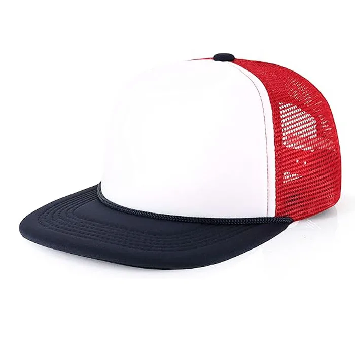 Flat Bill Foam Hats for Men Women Embroidered Snapback Custom Trucker Hat Trendy Flat Brim Mesh Black Baseball Cap Trucker Hat