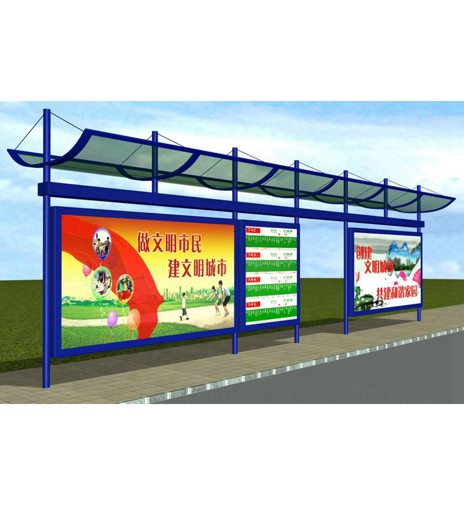 Street Furniture Metal Bus Shelter Design Bus Stop Station Structure Outdoor