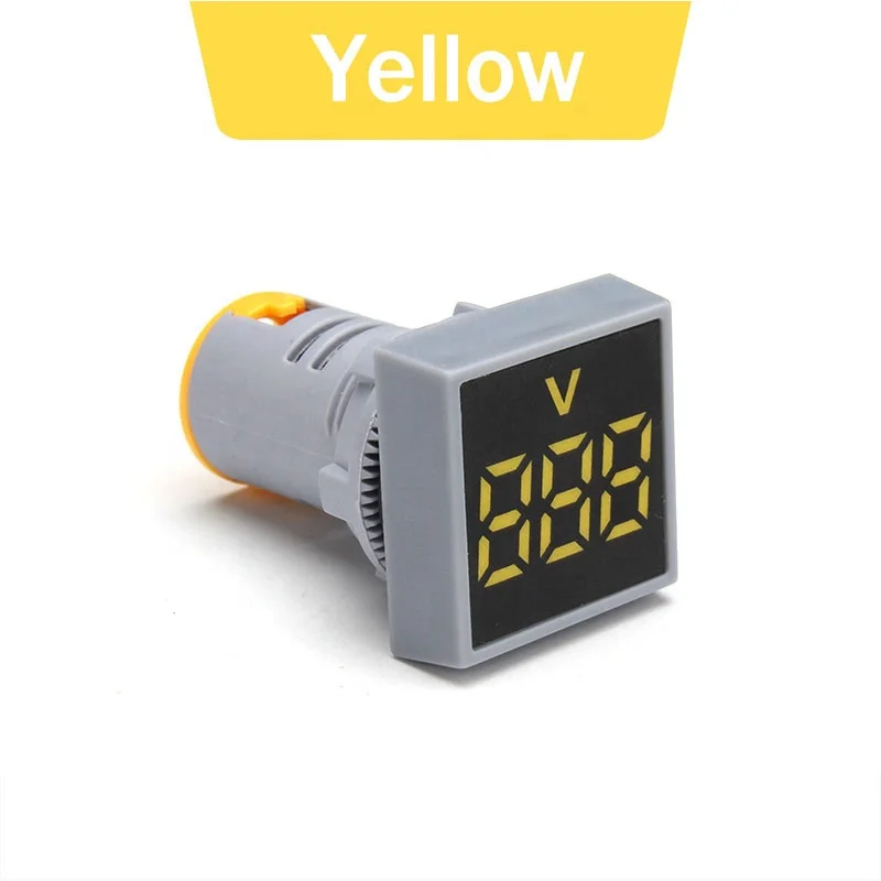 22mm Voltmeter LED Digital Voltage Meter Indicator Light AC 12-500V Square Panel Voltage Tester Red Blue Yellow Green White