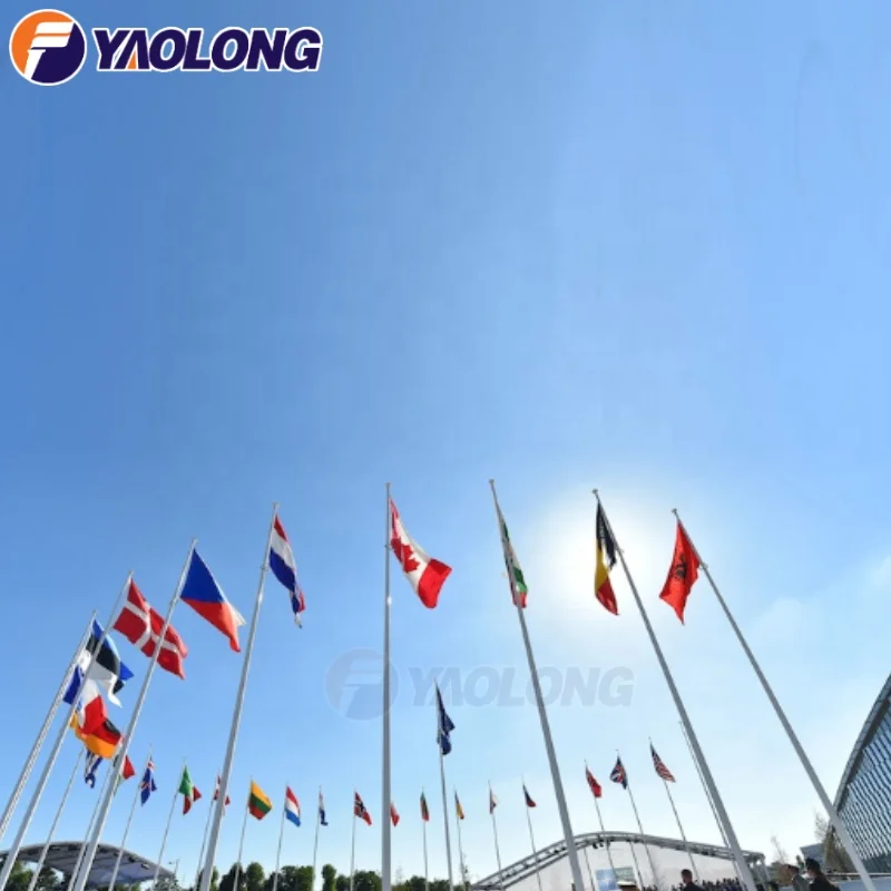 Yaolong 40M 50M 60M 100M 304 316 Stainless Steel Outdoor Electric Operated Flag Pole Aluminum Alloy Giant Flagpole