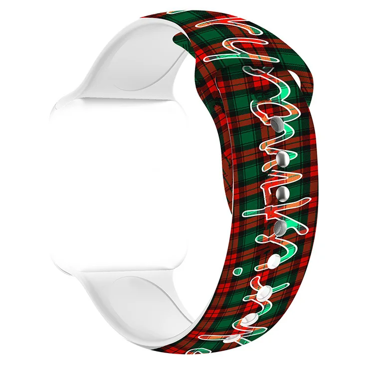 Прямая продажа с фабрики Рождественский дизайн УФ-печать мягкий силиконовый резиновый ремешок для смарт-часов Apple