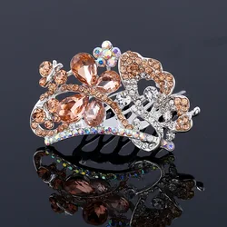 New butterfly flower children tiara crown hair accessories Bride hair comb alloy rhinestone glass tiaras