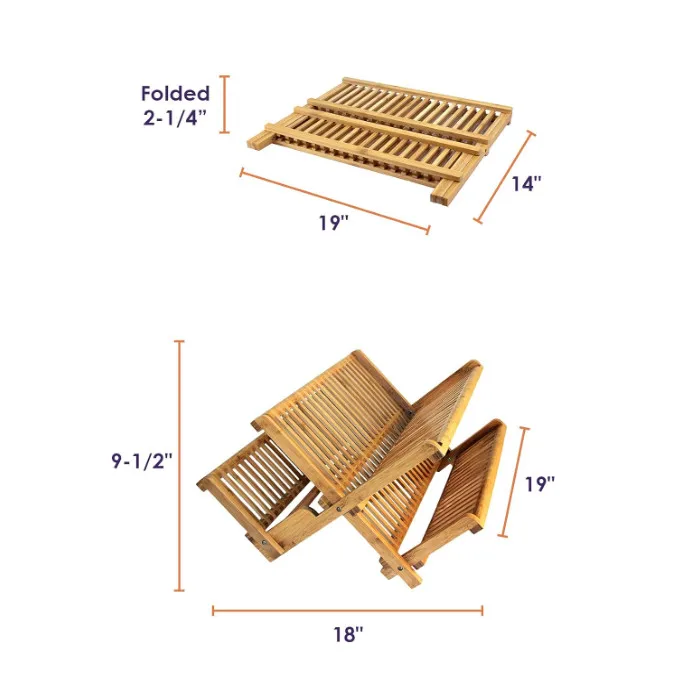 Custom Over The Sink Plate Dish Rack Kitchen Folding Bamboo Dish Drying Rack