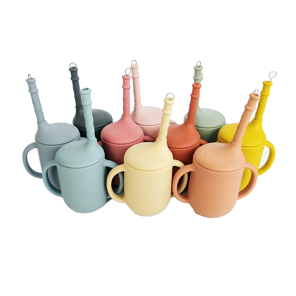 Baby Shower Gift Cartoon Mushroom Sippy Cup Sealed And Leak-Proof Straw Cup With Lid Feeding Liquid Feed Water Bottles For Girls