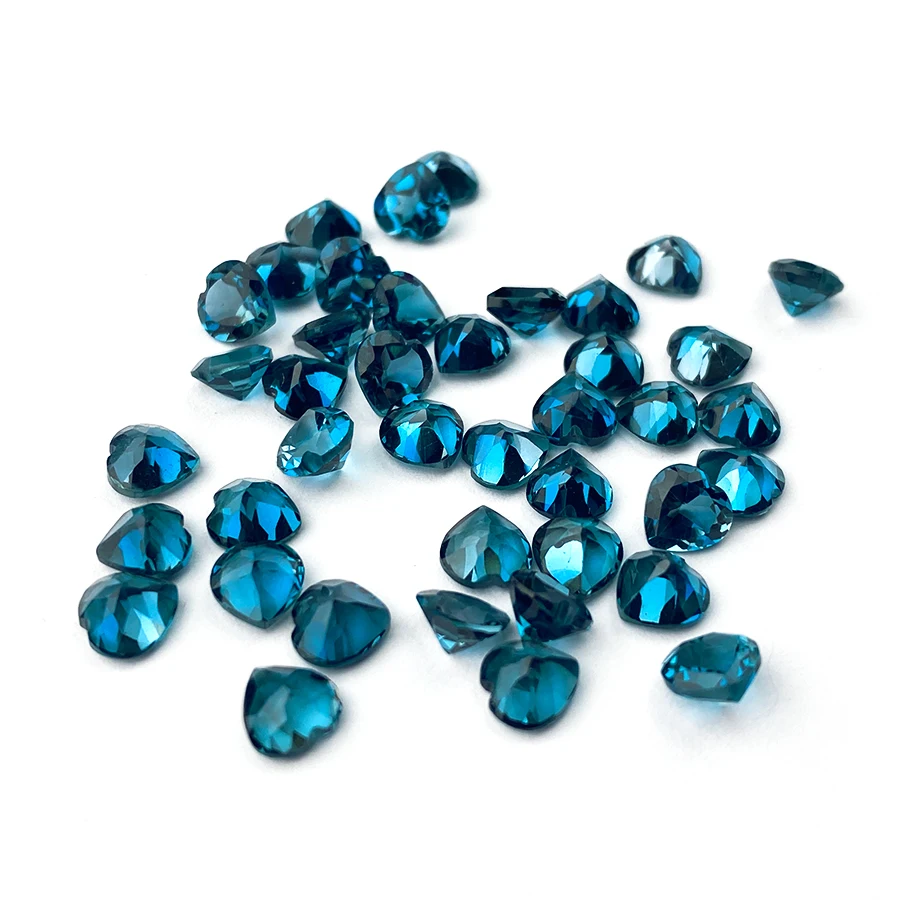 Natural London Blue Topaz Gems Custom Cut Size Shape Wholesale High Quality Heart Shaped Carving Surface  Loose Gemstone Topaz