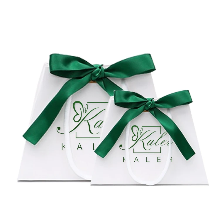 trapezoid shape printed paper shopping gift packaging fancy small jewelry paper bag