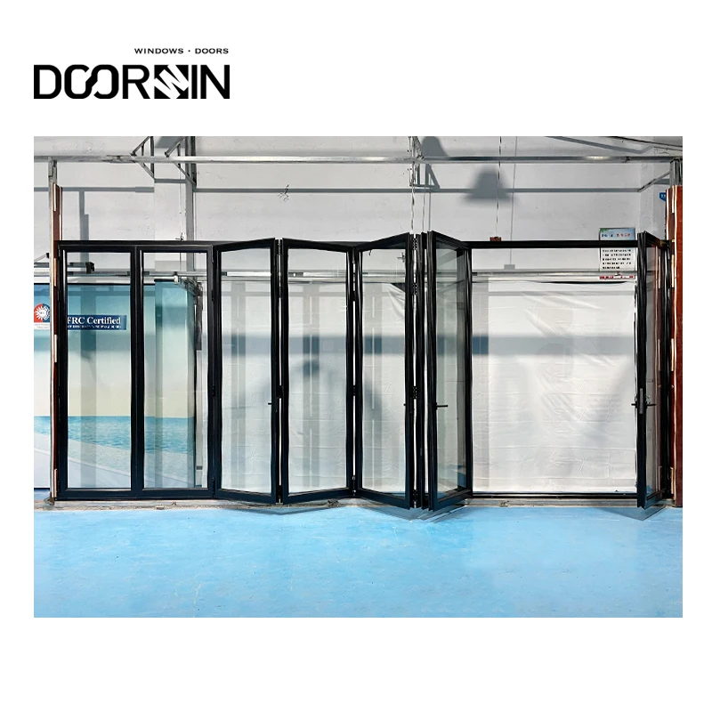 Soundproof Turkey Steel Outdoor Aluminium Wood Glass Folding Sliding Patio Exterior Frameless Bifold Doors