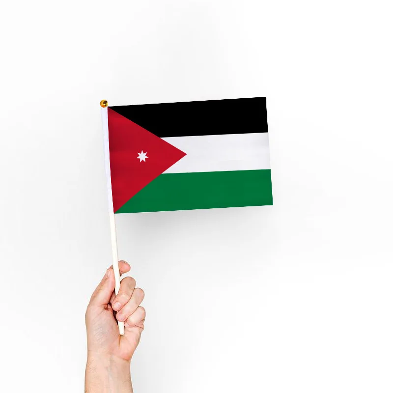Jordan ручной с флагштоком цифровой печати национальный флаг для размахивания вручную