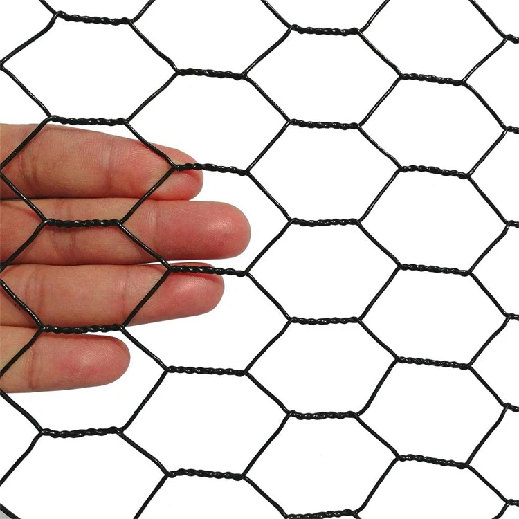 PVC Plastic Coated Green Black Chicken Wire Mesh Hexagonal Wire Netting 3/4 Inches Fence For Chicken Coop