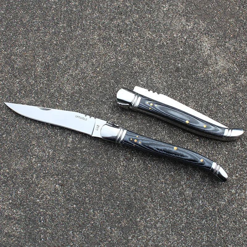French laguiole folding Knife Outdoor Folding Steak knives Multifunction Pocket Knife