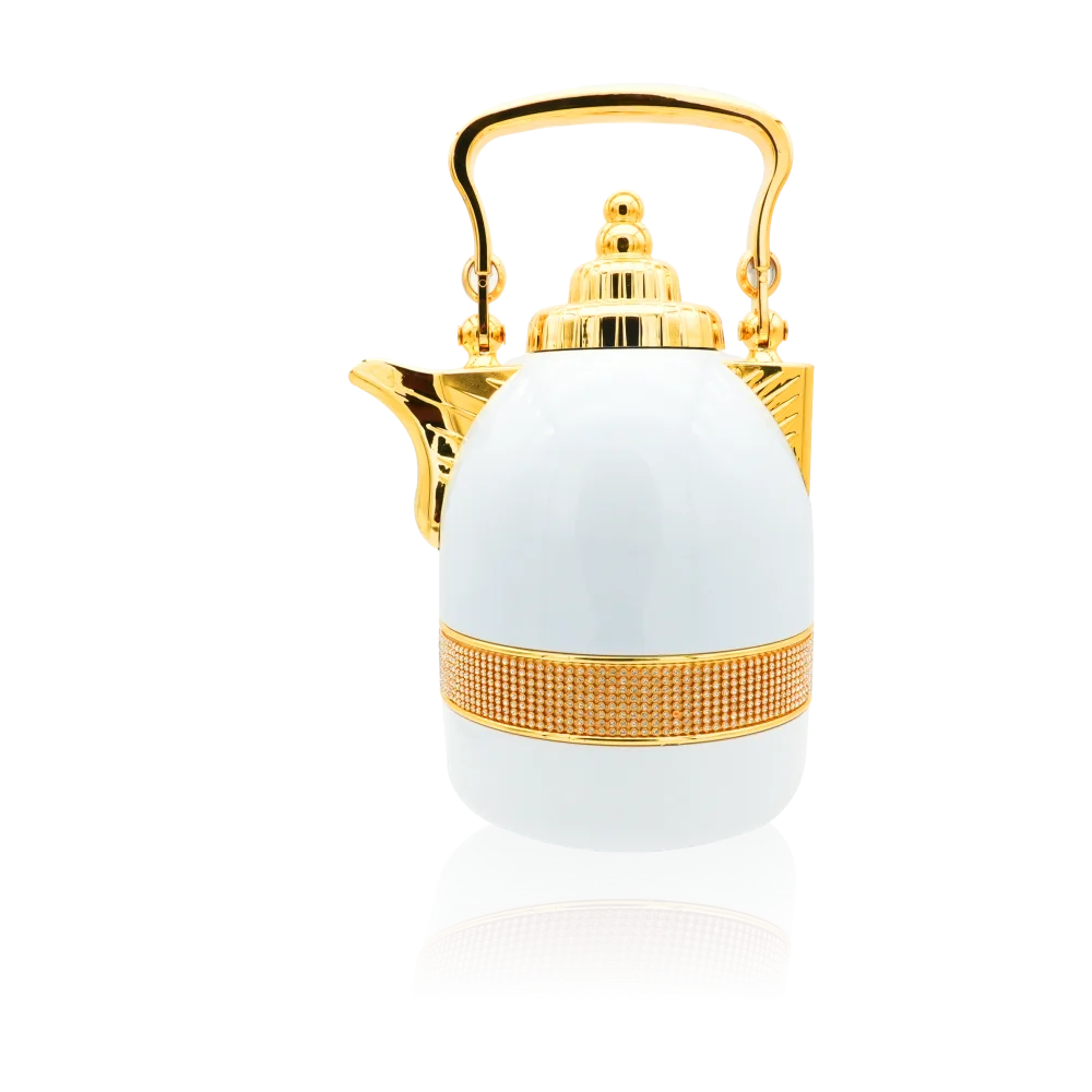 Luxury Large Capacity Insulated Vacuum Flask Gold & Pink Glass Arabic Coffee Thermos with Logo Design Lid