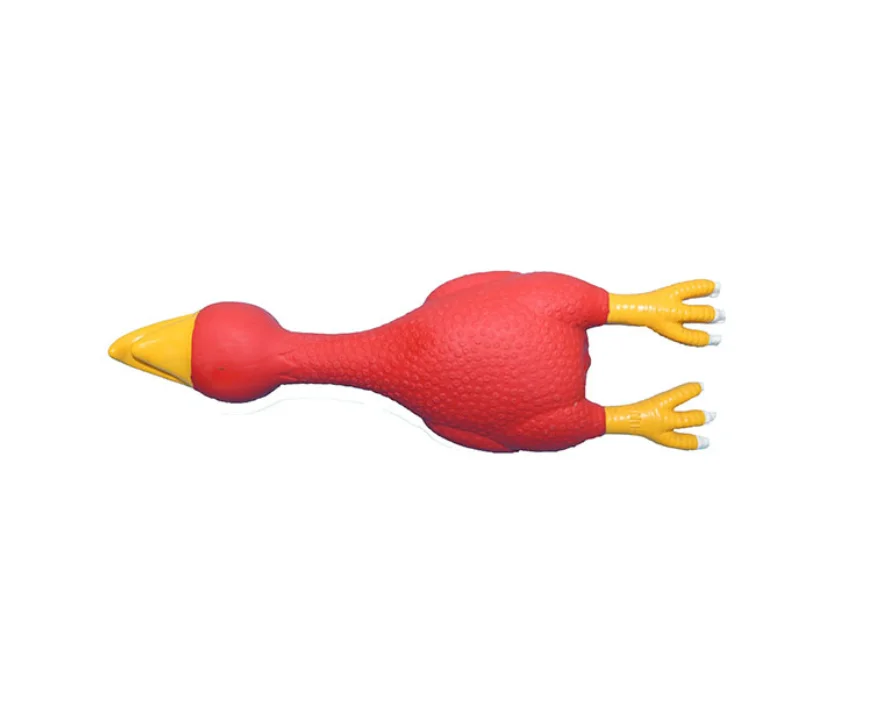 
Hot Sale Amazon Pet Toys Natural Non-toxic Squeaky Red Flaming Chicken Soft Latex dog Toys Chew Big Pets Toys 